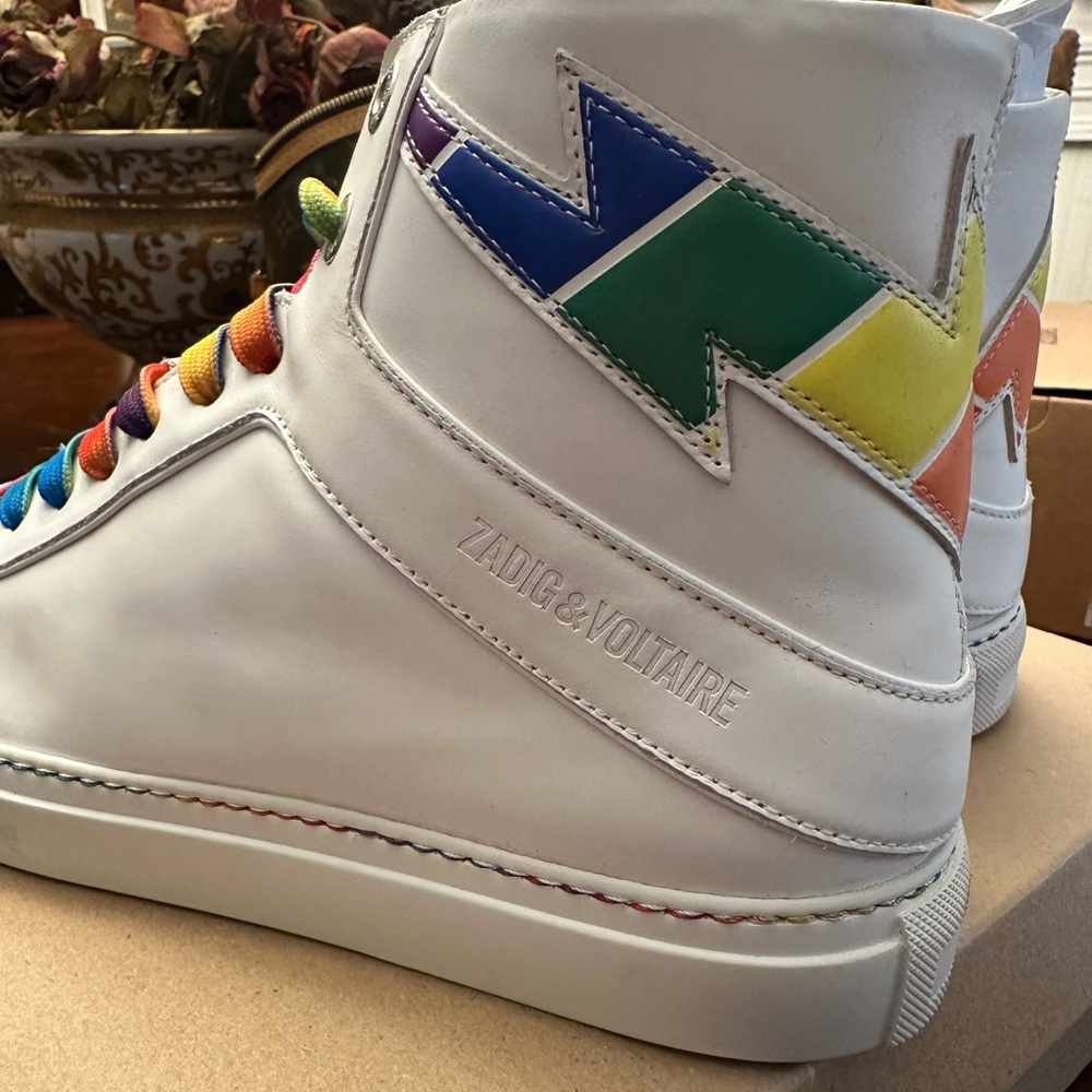 ❤️ Zadig & Voltaire High Flash Pride Sneakers with Colorful Accents - Picture 7 of 14